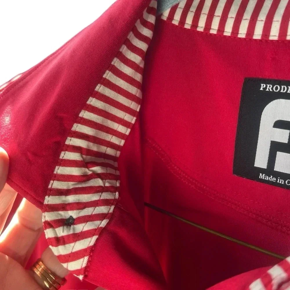 FOOTJOY Projoy Lisle Solid Red Short Sleeve Polo Shirt Golf Style Size large - Picture 4 of 10
